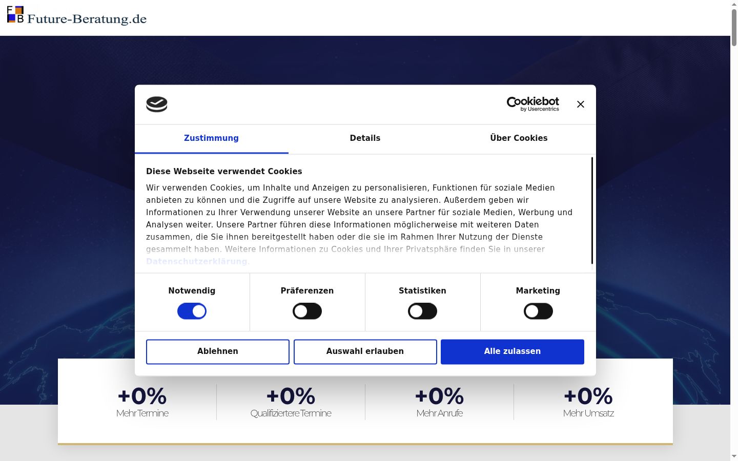 Screenshot of the consent banner shown before any interaction