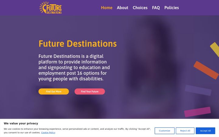 Screenshot ta' futuredestinations.co.uk