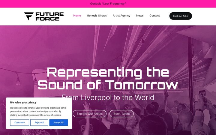 Screenshot ta' futureforceevents.co.uk