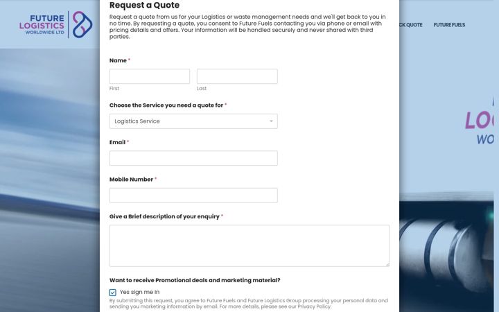 Screenshot of futurelogisticsltd.co.uk