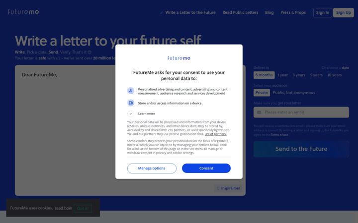 Screenshot of futureme.org