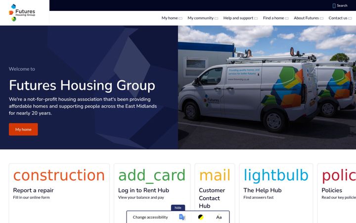 Skærmbillede af futureshg.co.uk