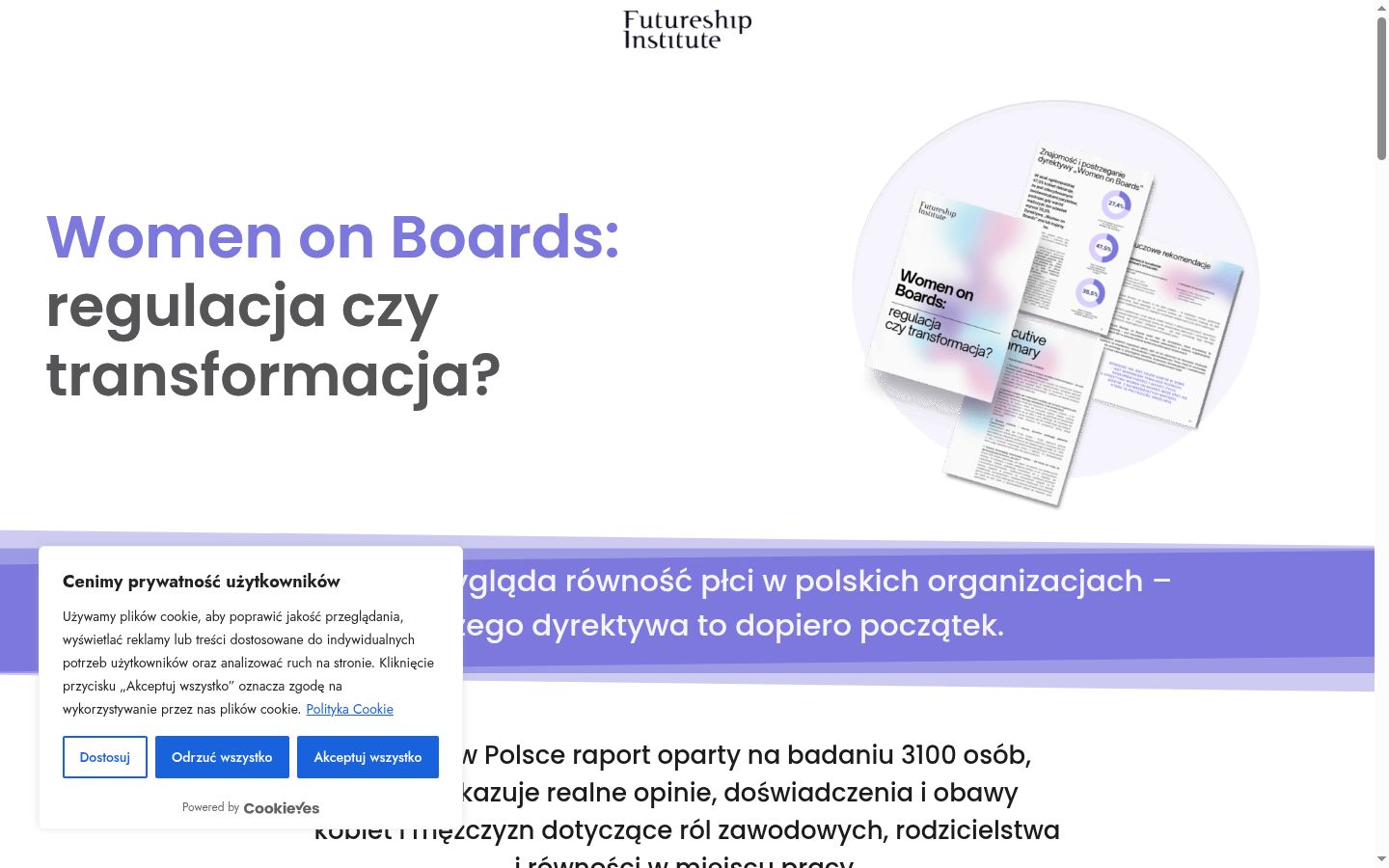 Zrzut ekranu banera zgody wyświetlanego przed jakąkolwiek interakcją