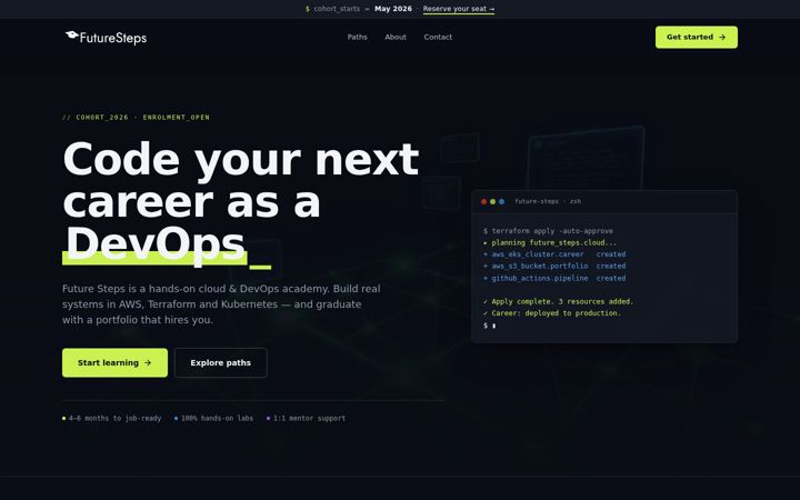Screenshot of futurestepsuk.com