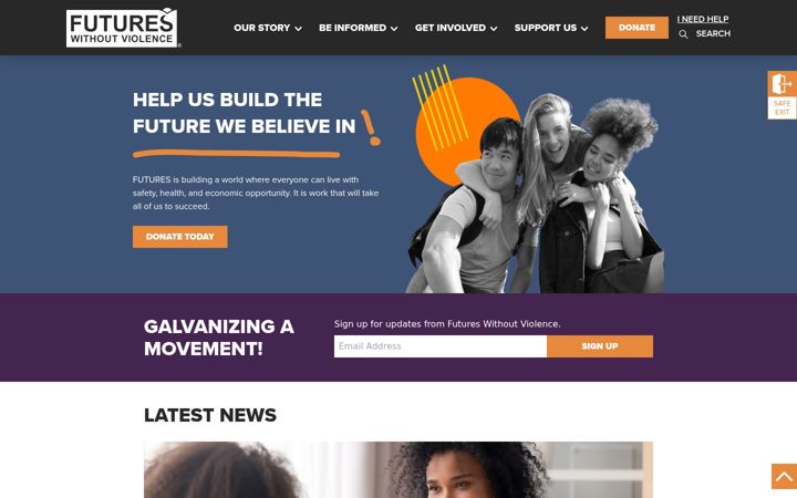 Screenshot of futureswithoutviolence.org