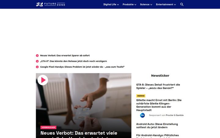 Skjermbilde av futurezone.de