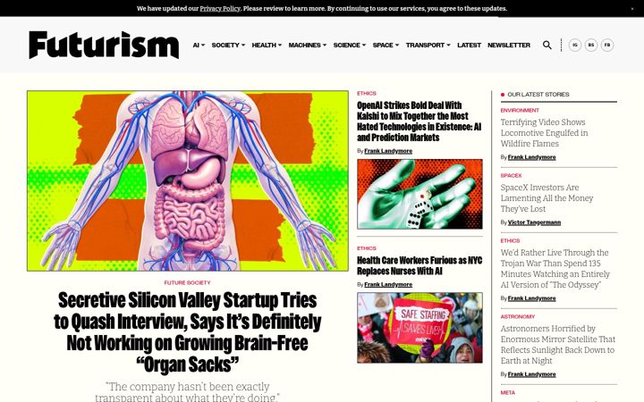 Екранна снимка на futurism.com