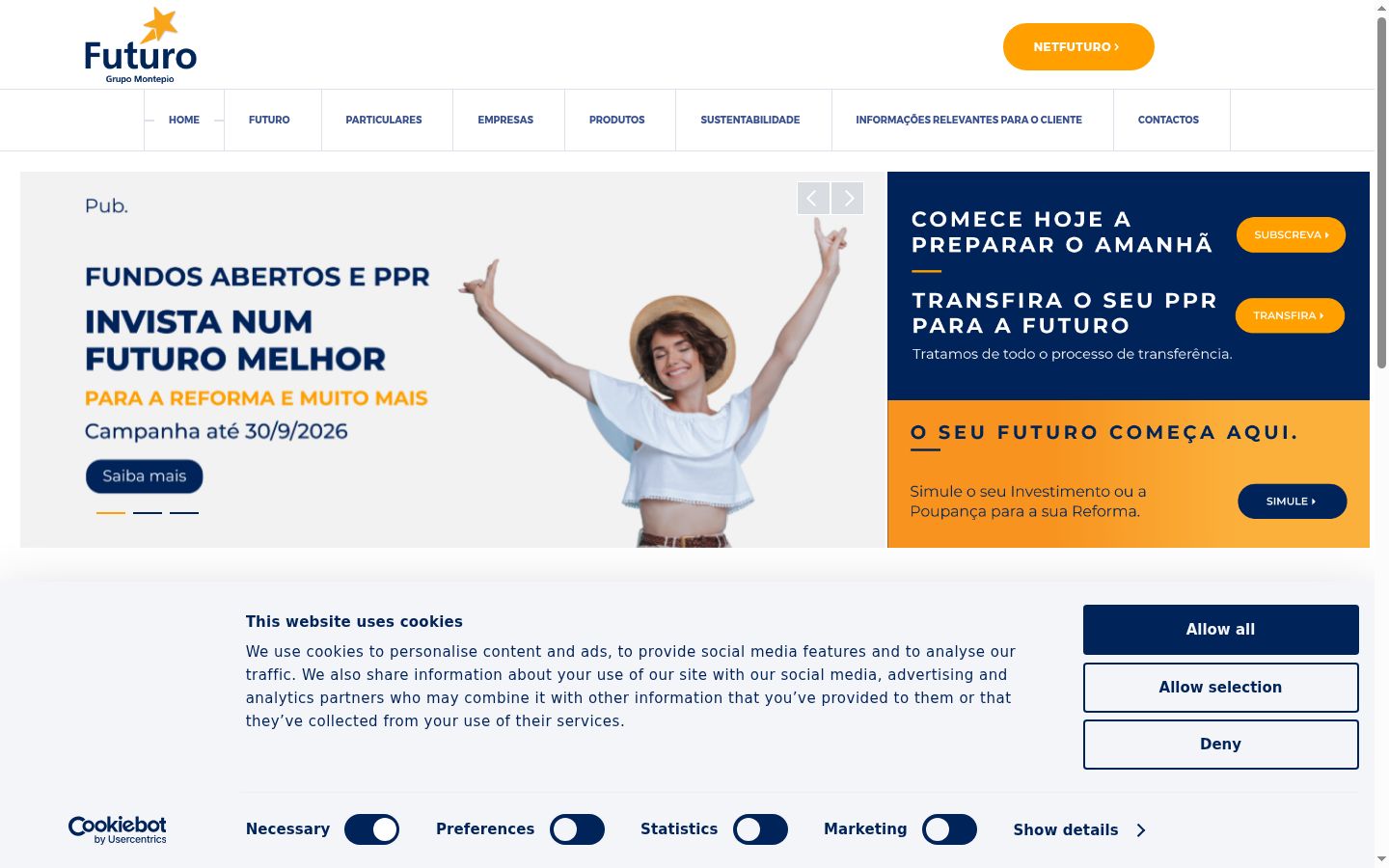 Screenshot del banner di consenso mostrato prima di qualsiasi interazione
