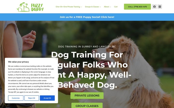Screenshot of fuzzybuddybc.com