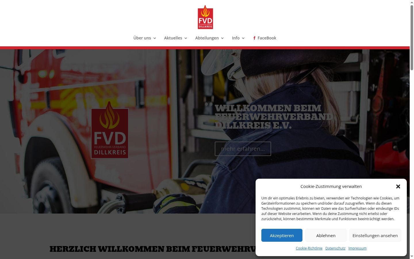 Screenshot des Einwilligungsbanners vor jeglicher Interaktion
