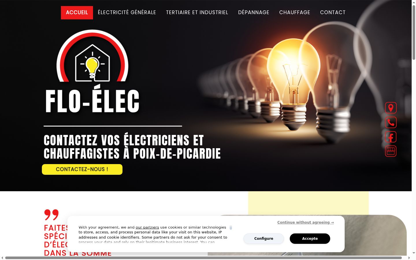 Capture d'écran de la bannière de consentement affichée avant toute interaction