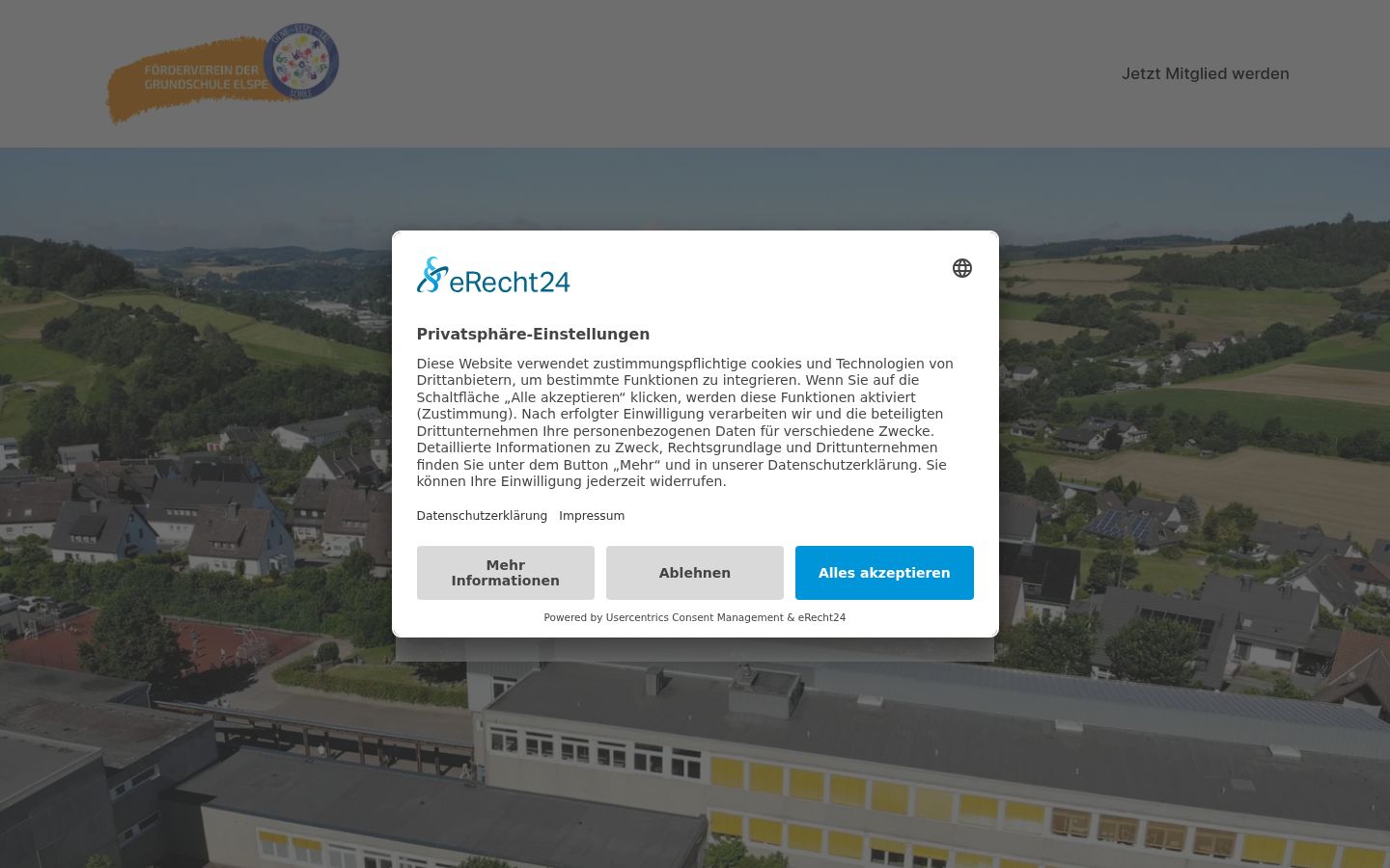 Screenshot del banner di consenso mostrato prima di qualsiasi interazione