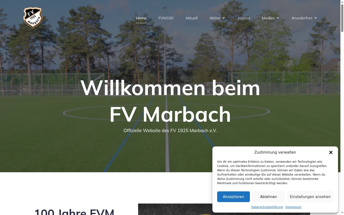 Screenshot des Einwilligungsbanners vor jeglicher Interaktion