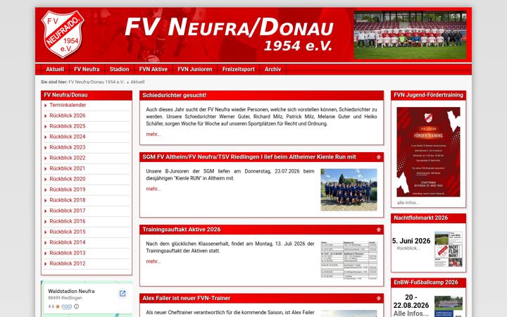 Posnetek zaslona fv-neufra-donau.de