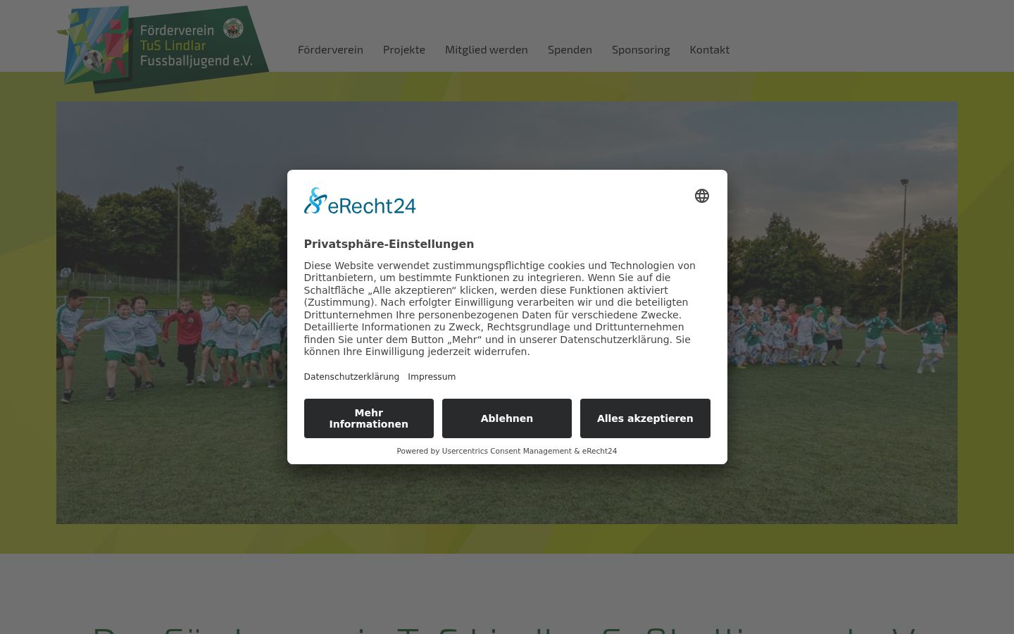 Screenshot van de toestemmingsbanner zoals getoond vóór enige interactie