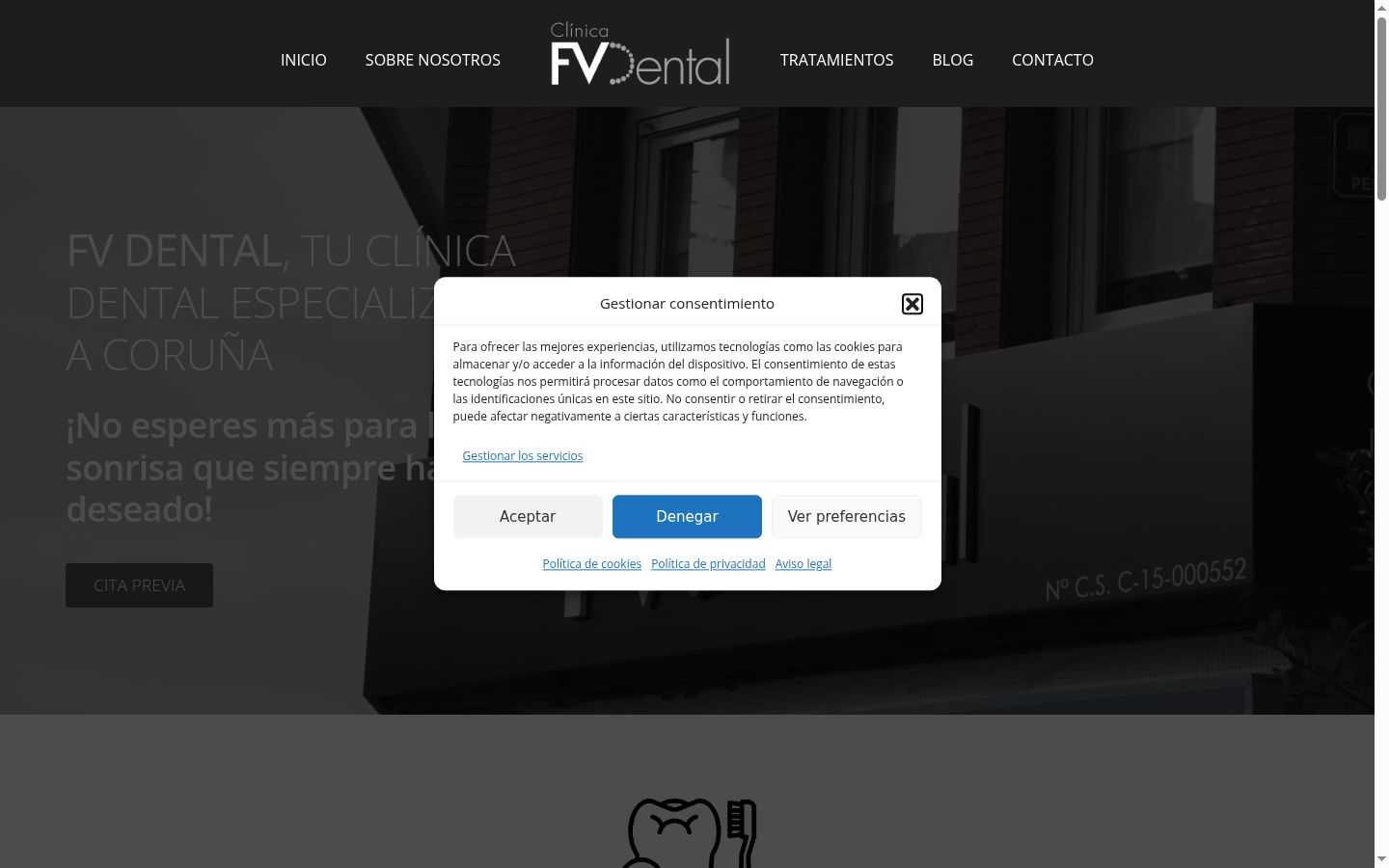 Capture d'écran de la bannière de consentement affichée avant toute interaction