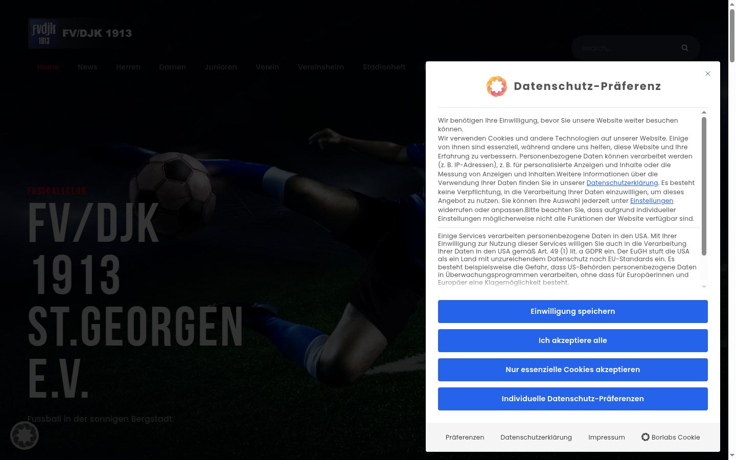 Screenshot van de toestemmingsbanner zoals getoond vóór enige interactie