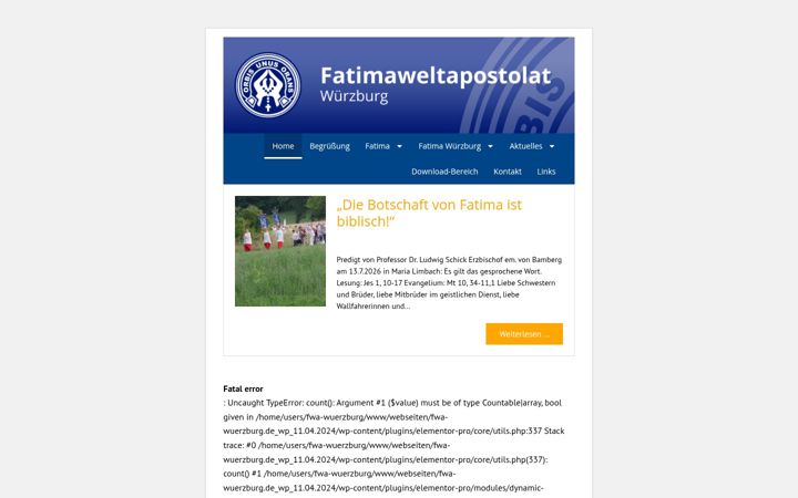 Posnetek zaslona fwa-wuerzburg.de