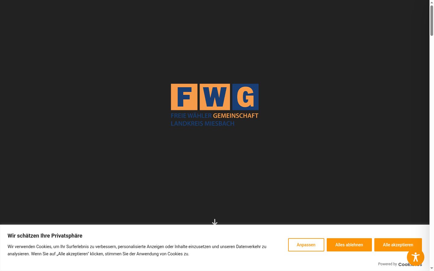 Screenshot tal-banner tal-kunsens muri qabel kwalunkwe interazzjoni