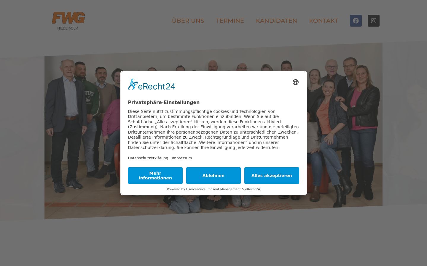 Captura de ecrã do banner de consentimento apresentado antes de qualquer interação