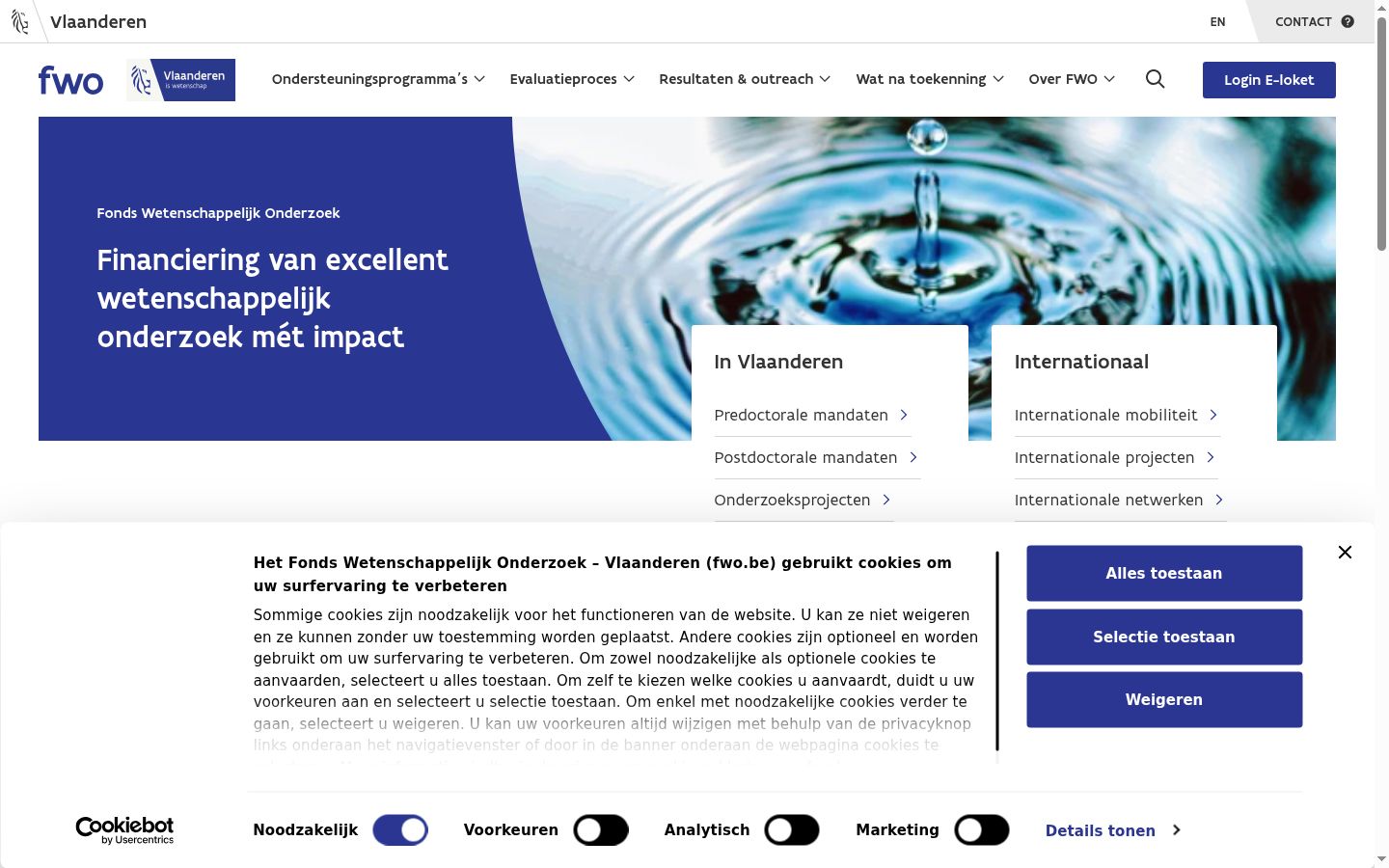 Captura de ecrã do banner de consentimento apresentado antes de qualquer interação