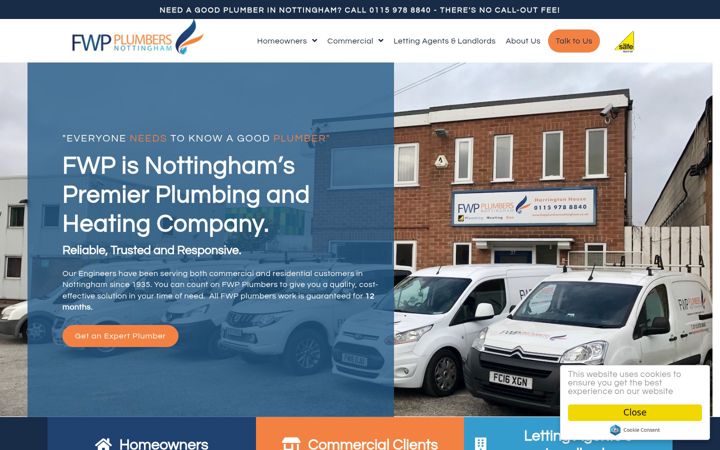 Screenshot of fwpplumbersnottingham.co.uk