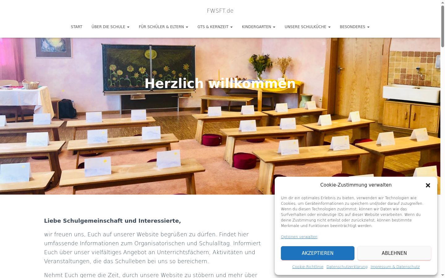 Screenshot des Einwilligungsbanners vor jeglicher Interaktion
