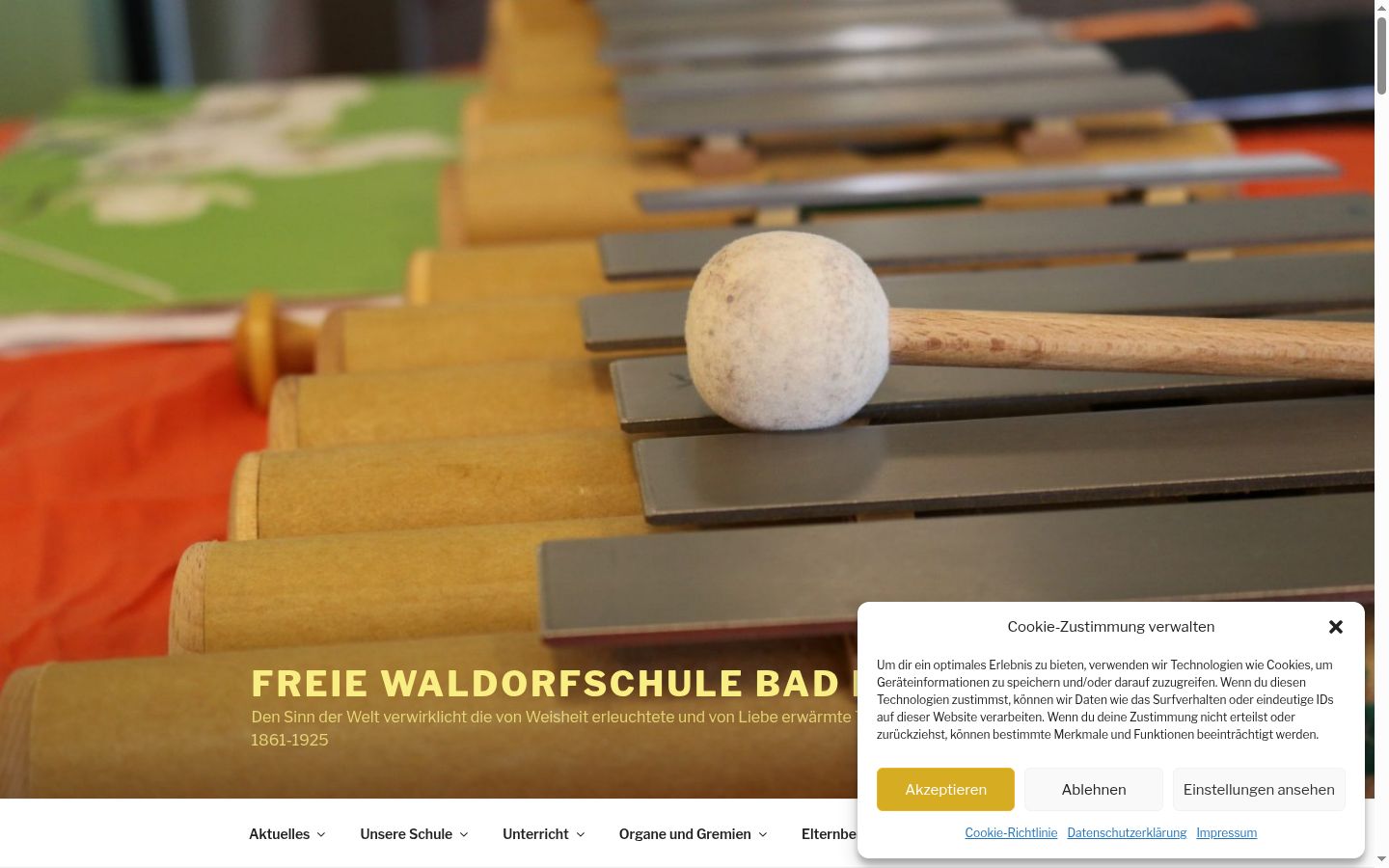 Screenshot des Einwilligungsbanners vor jeglicher Interaktion
