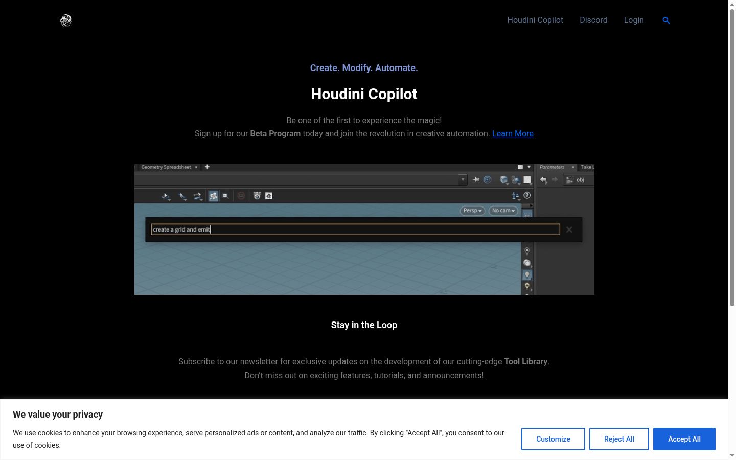 Screenshot del banner di consenso mostrato prima di qualsiasi interazione