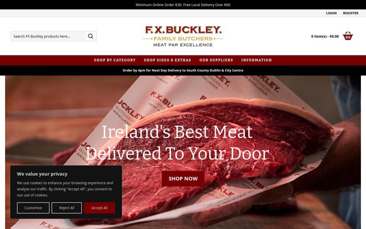Ekraanipilt saidist fxbuckleybutchers.ie