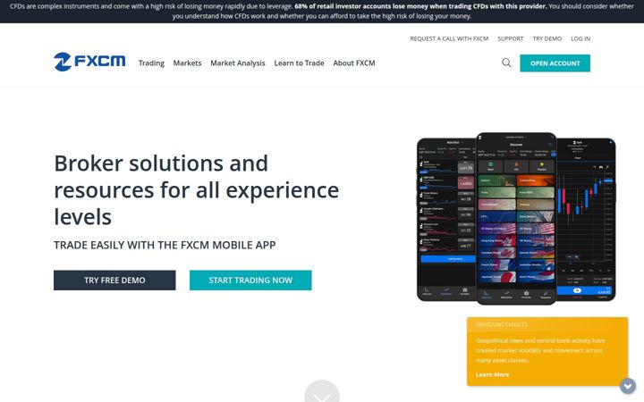 Screenshot of fxcm.com