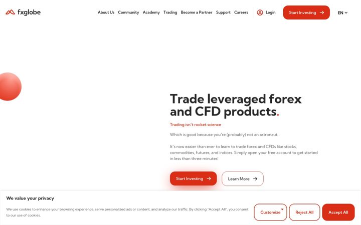 Screenshot of fxglobe.com