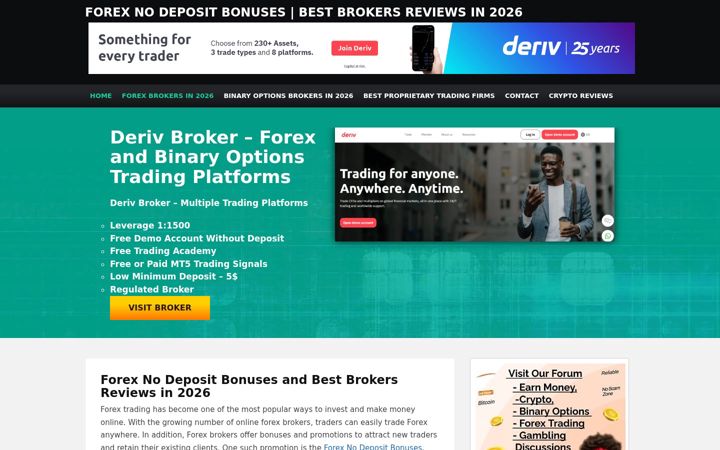 Screenshot of fxnodeposit.com