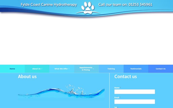 Screenshot of fyldecoastcaninehydrotherapy.co.uk