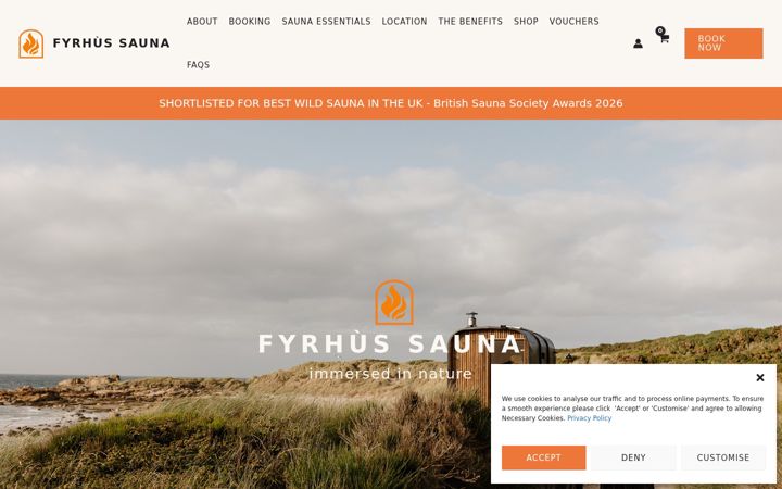 Screenshot of fyrhussauna.co.uk