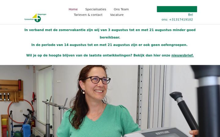 Screenshot of fysiocentrumwageningen.nl