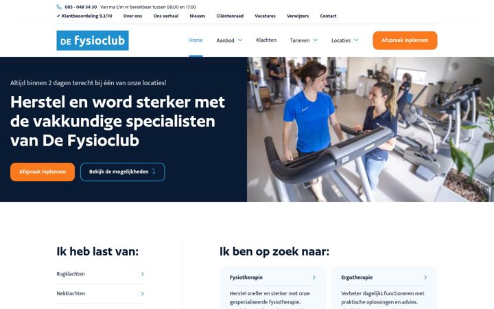 Screenshot of fysioclub.nl