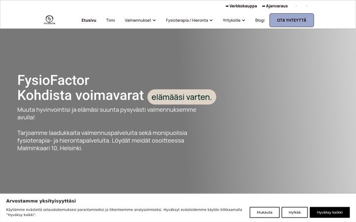 Snimka zaslona za fysiofactor.fi