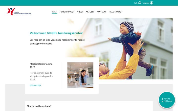 Screenshot of fysioforsikring.no