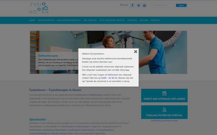 Screenshot of fysiohoorn.nl