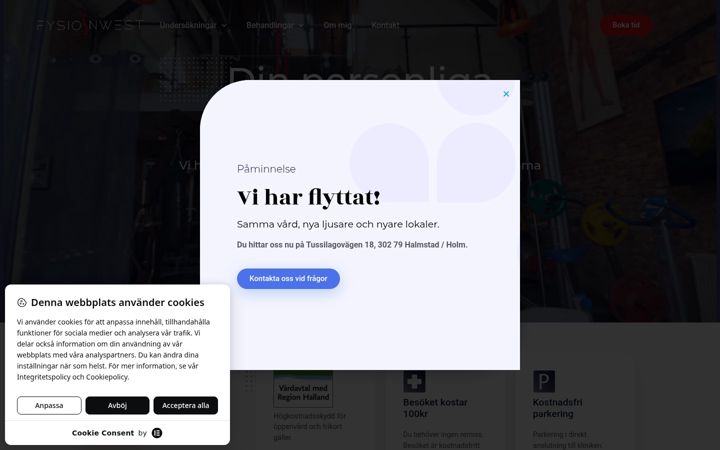 Screenshot of fysioinwest.se