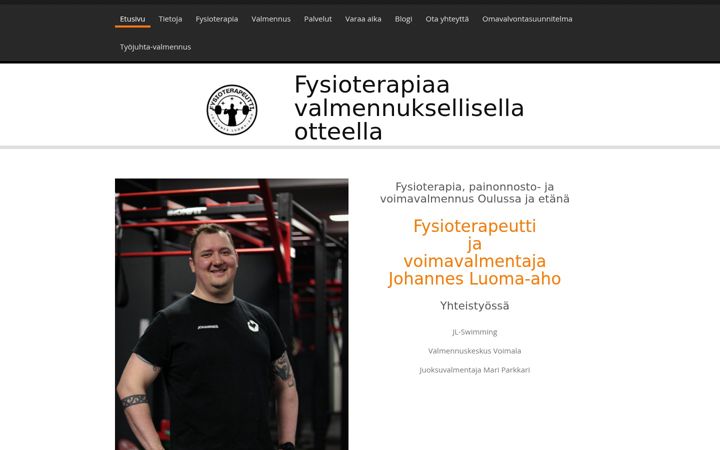 Snimka zaslona za fysiojohannes.fi