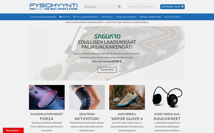 Snimka zaslona za fysiomyynti.fi