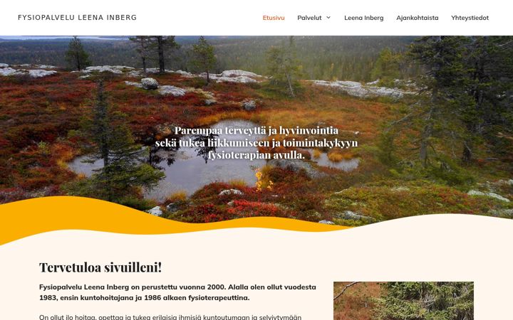 Snimka zaslona za fysiopalveluleenainberg.fi