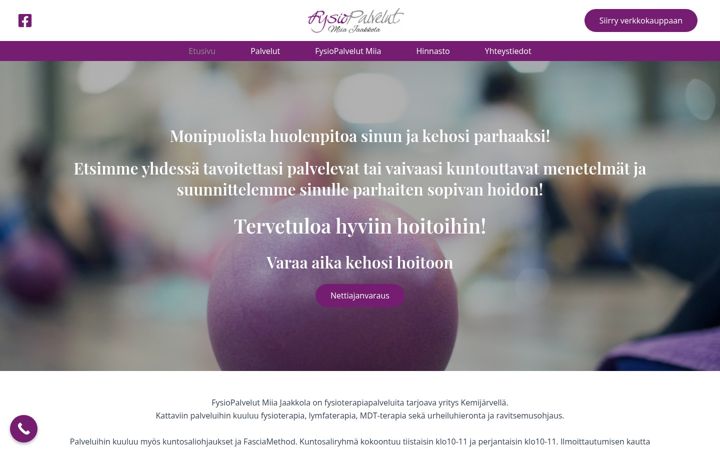 Snimka zaslona za fysiopalvelut.fi