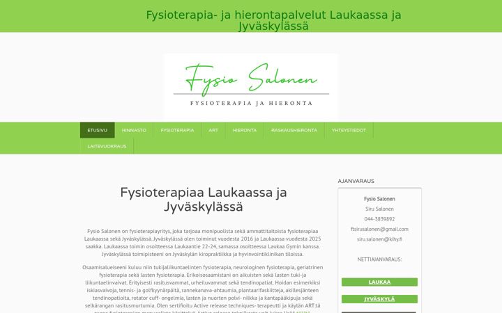 Screenshot of fysiosalonen.fi