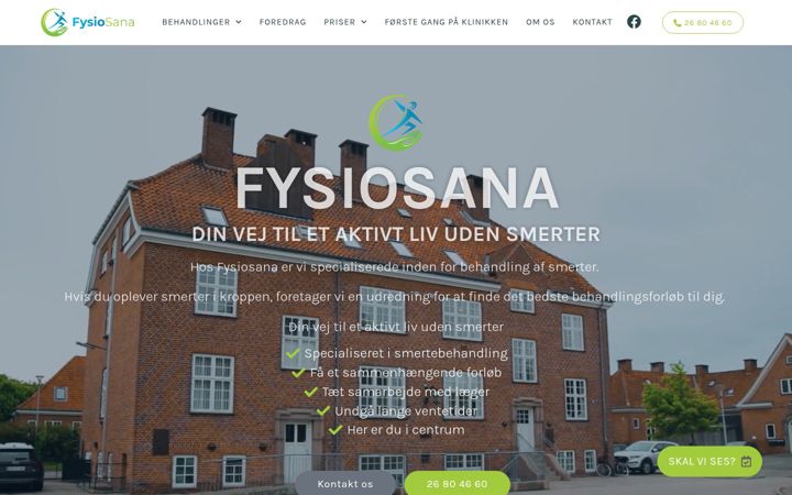 Captura de pantalla de fysiosana.dk