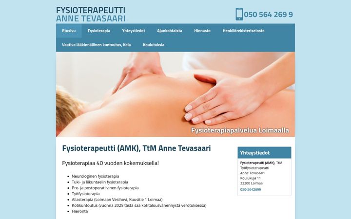 Screenshot of fysioterapeuttitevasaari.fi
