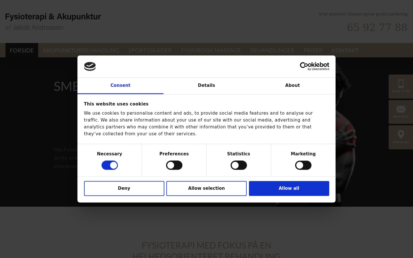 Screenshot des Einwilligungsbanners vor jeglicher Interaktion