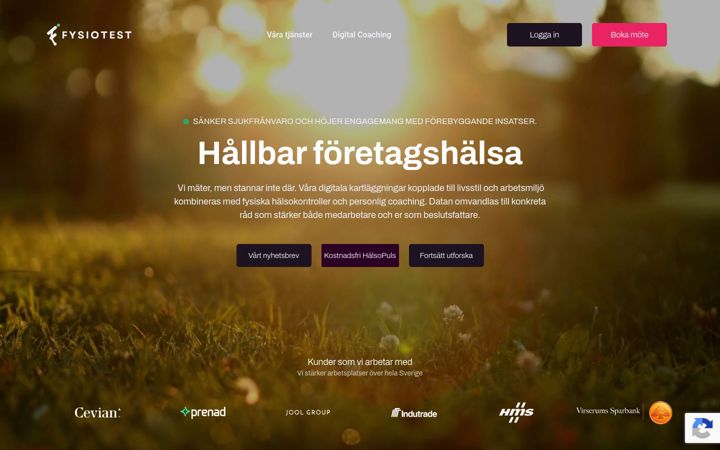 Screenshot of fysiotest.se